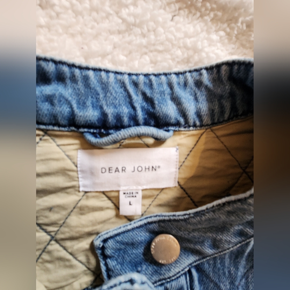 Dear John Kit Quilted Cropped Denim Lady Jacket Size Large Courtney Jean Jacket - Picture 2 of 6